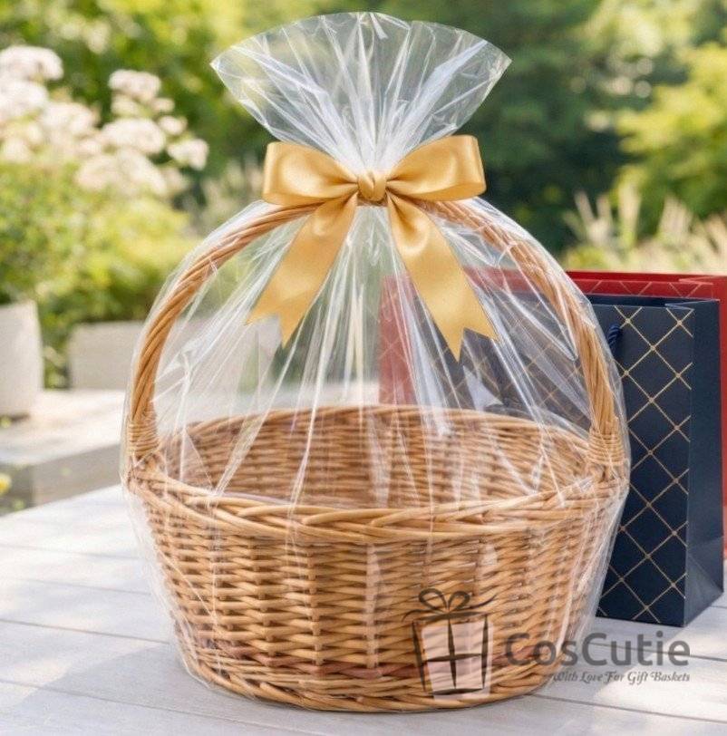 Cos cadou rotund din rachita 30 cm