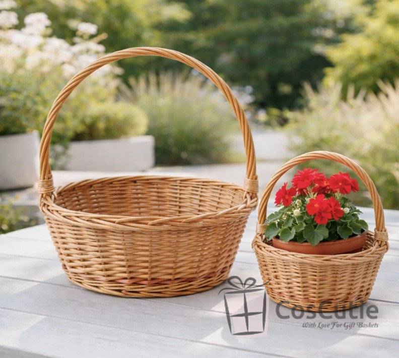 Cos cadou rotund din rachita 35 cm