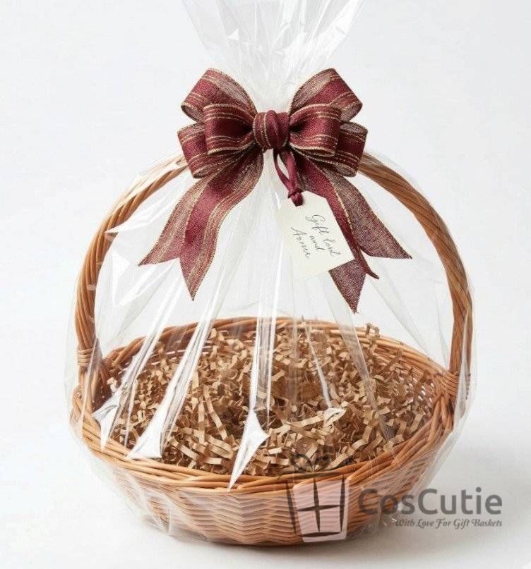 Cos rotund elegant din rachita cu maner 25 cm, S
