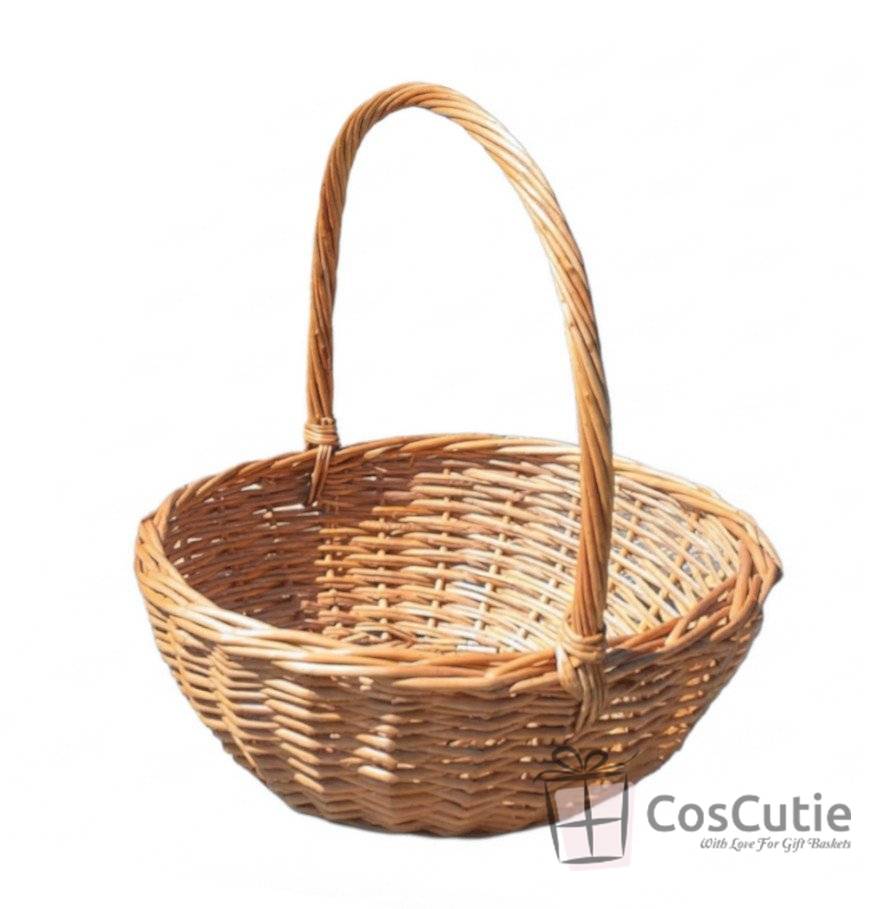 Cos rotund elegant din rachita cu maner 25 cm, S