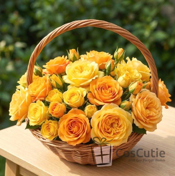 Cos rotund elegant din rachita cu maner 40 cm, XL