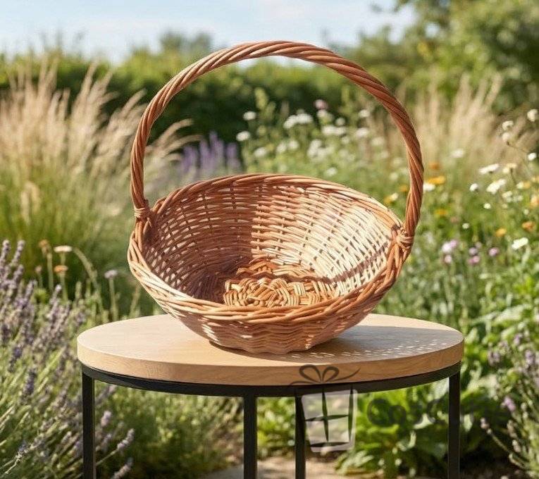 Cos rotund elegant din rachita cu maner 40 cm, XL