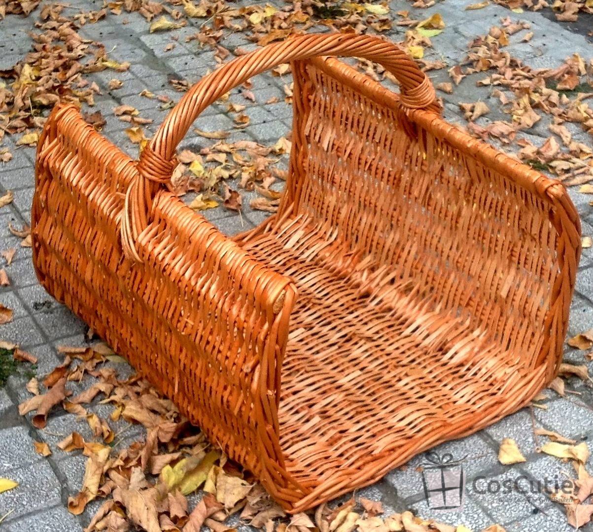 Cos rustic din rachita pentru lemne 45x35x35 cm