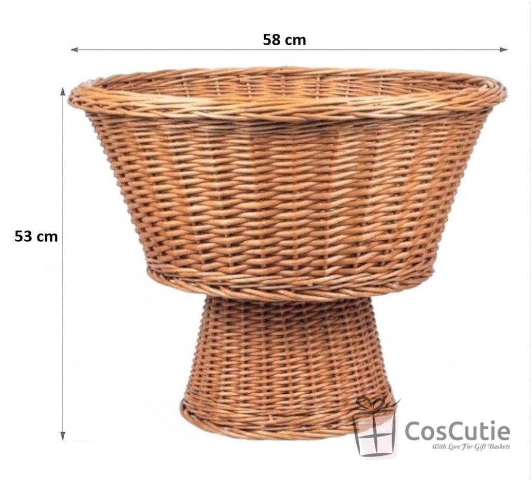 Cos suport din rachita pentru expunere si decor, 58 cm