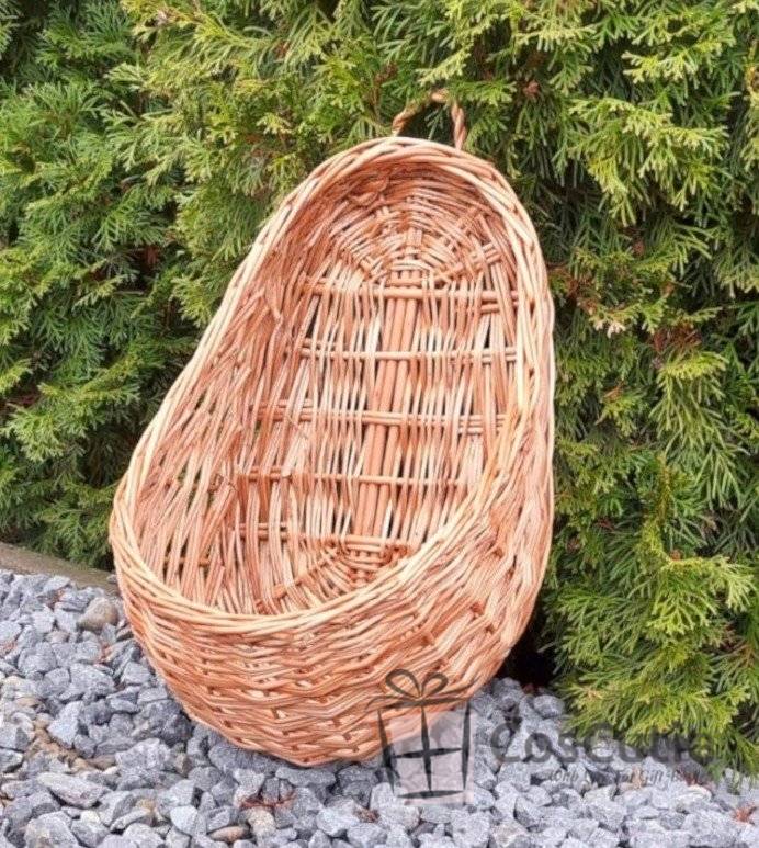 Cos de Perete din Rachita Naturala, Suport Suspendat Rustic