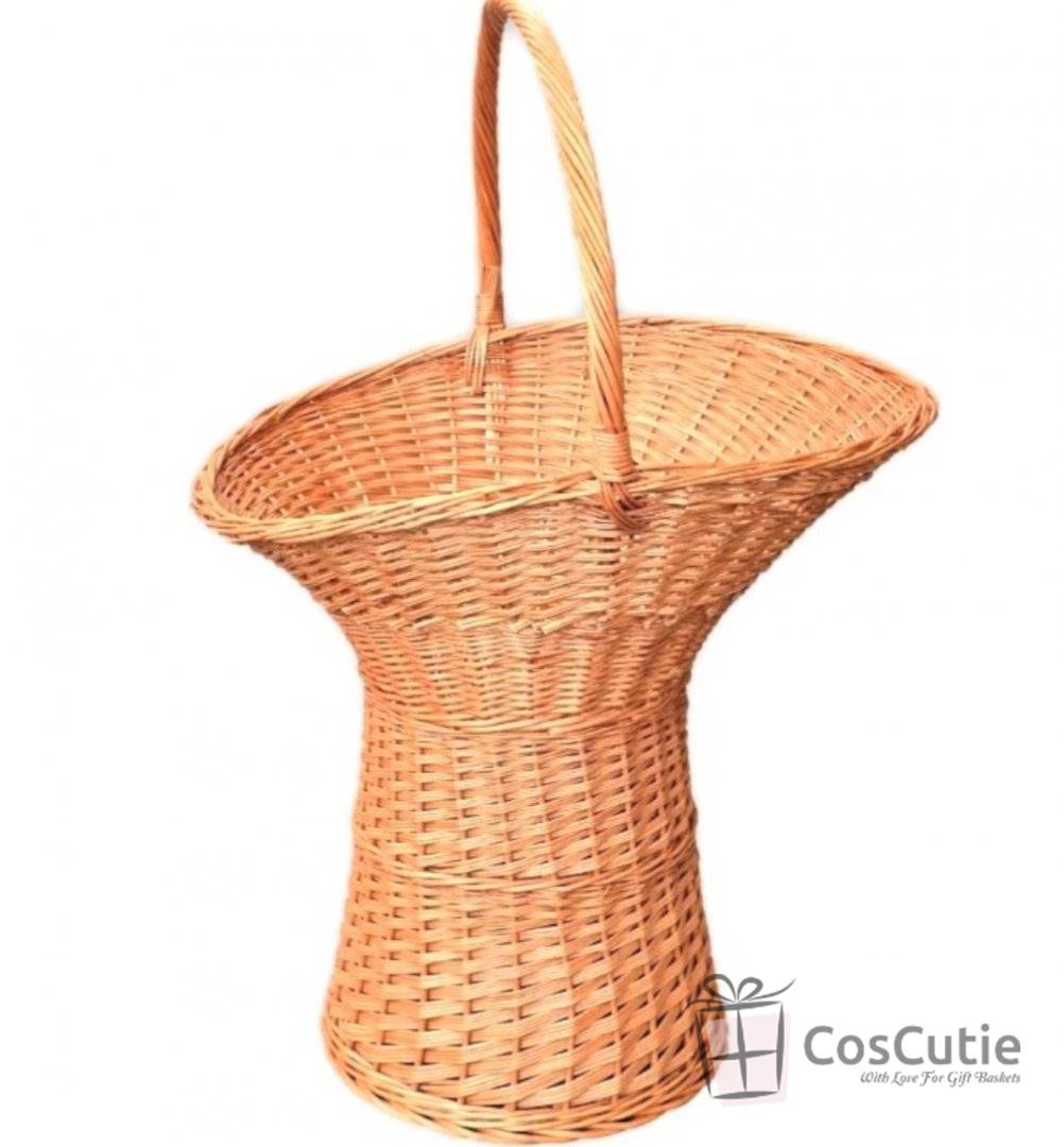 Cos XL din Rachita cu Toarta pentru Aranjamente Florale si Cadouri de Volum, H 105 cm