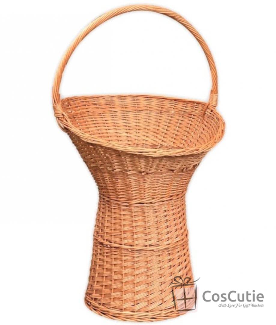 Cos XL din Rachita cu Toarta pentru Aranjamente Florale si Cadouri de Volum, H 105 cm