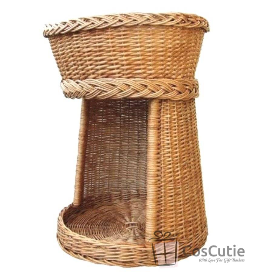 Culcus etajat mare din rachita pentru pisici, 60x65x70 cm