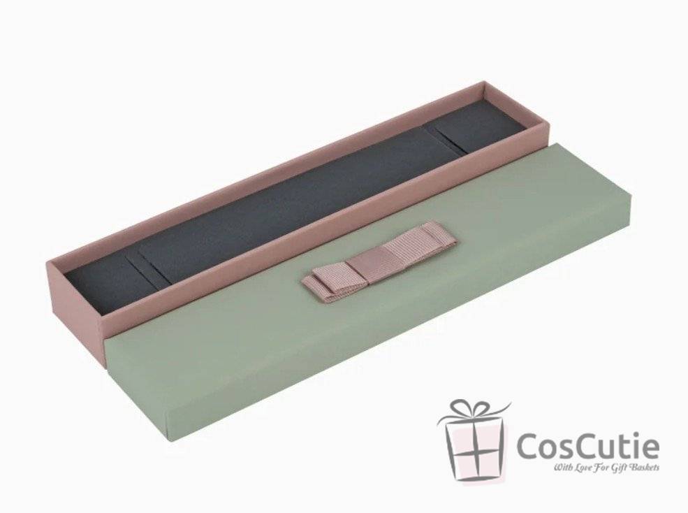 Cutie bijuterii bratari Soft touch cu fundita, 23x5x3 cm