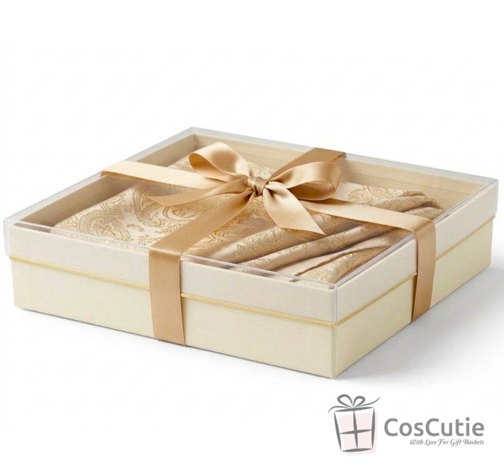 Cutie cadou crem 23x18x6 cm, Capac transparent