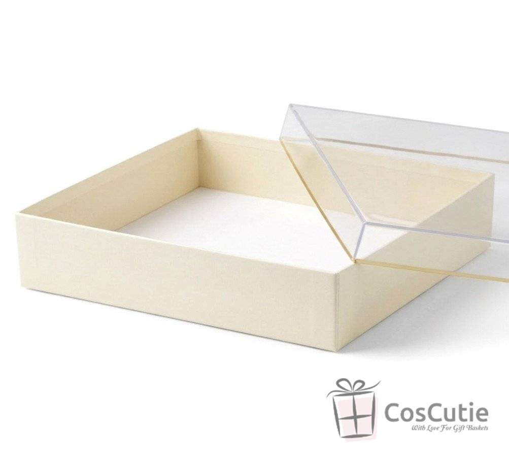 Cutie cadou crem 23x18x6 cm, Capac transparent