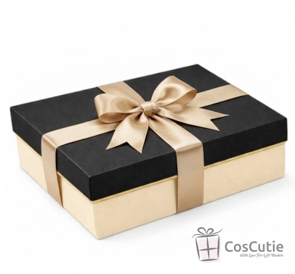 Cutie cadou crem/negru 23x18x6 cm, carton 425 g/mp, soft touch