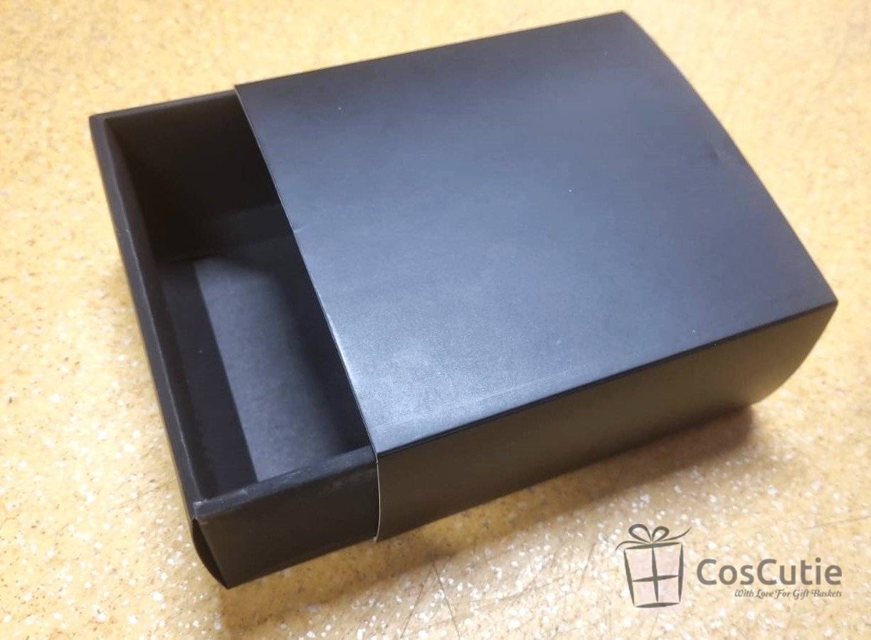 Cutie cadou cu sertar, Negru, 13x13.5x6 cm