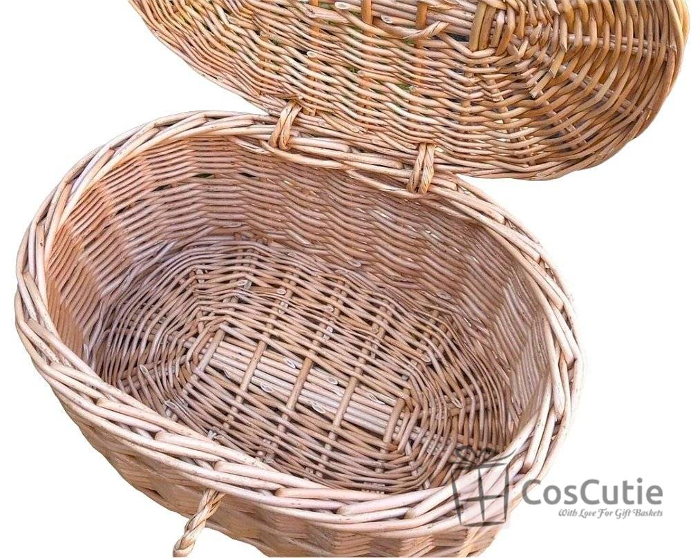 Cutie ovala din rachita cu capac si maner, 38x28x16 cm