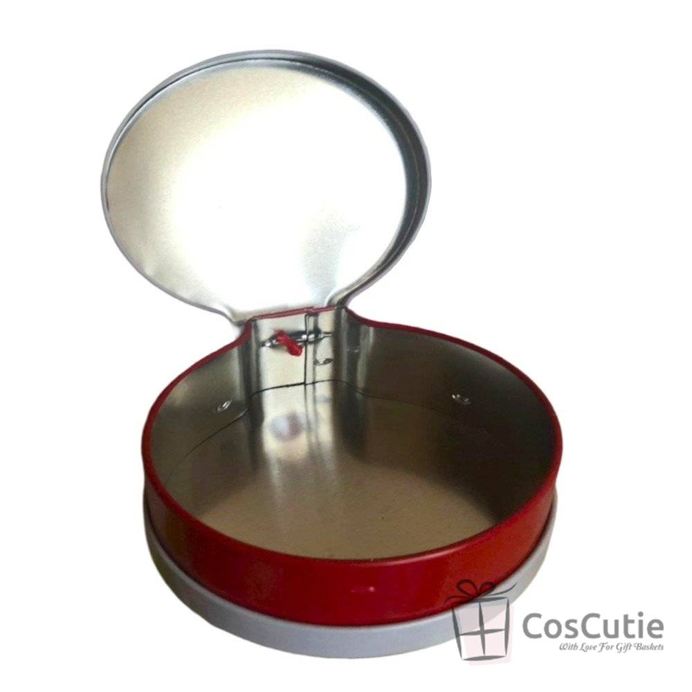 Cutie rotunda din metal cu motive Craciun