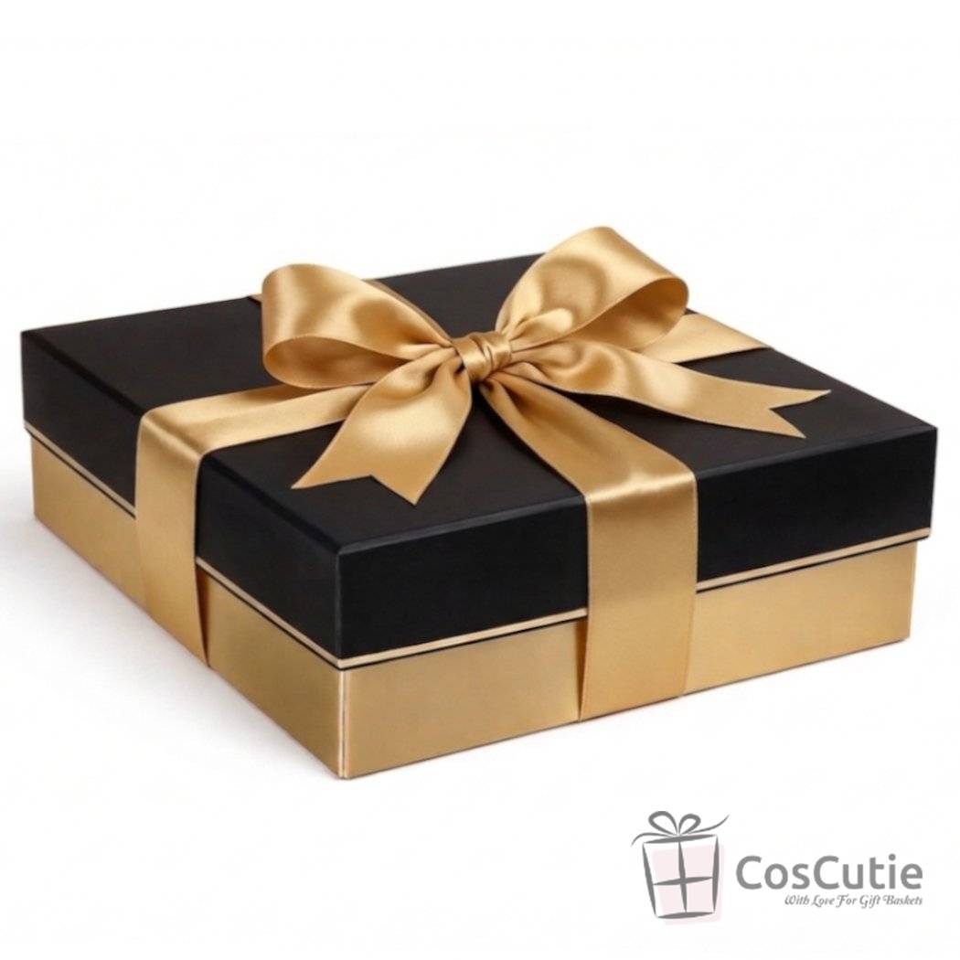 Cutii cadou din carton 21x21x8 cm Negru/Auriu