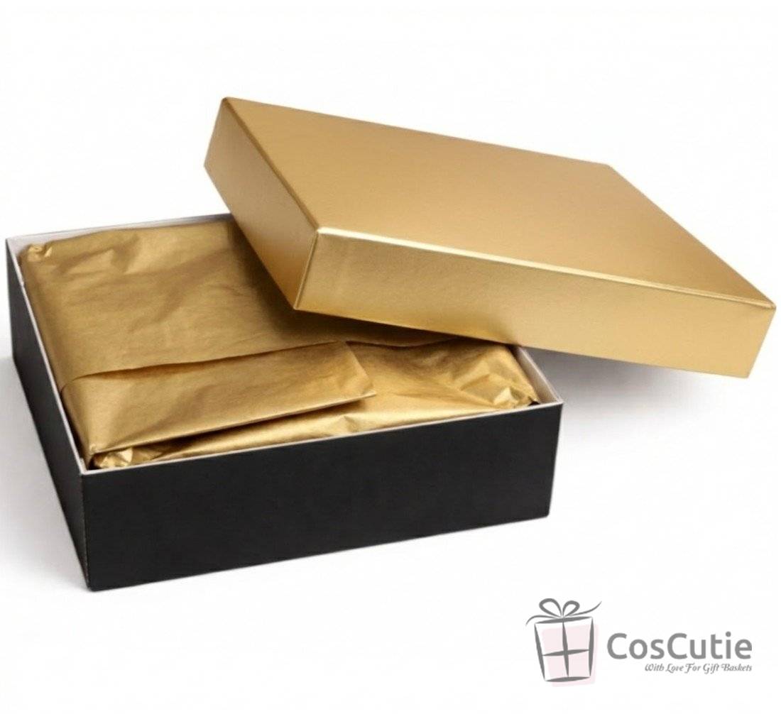 Cutii cadou din carton 21x21x8 cm Negru/Auriu