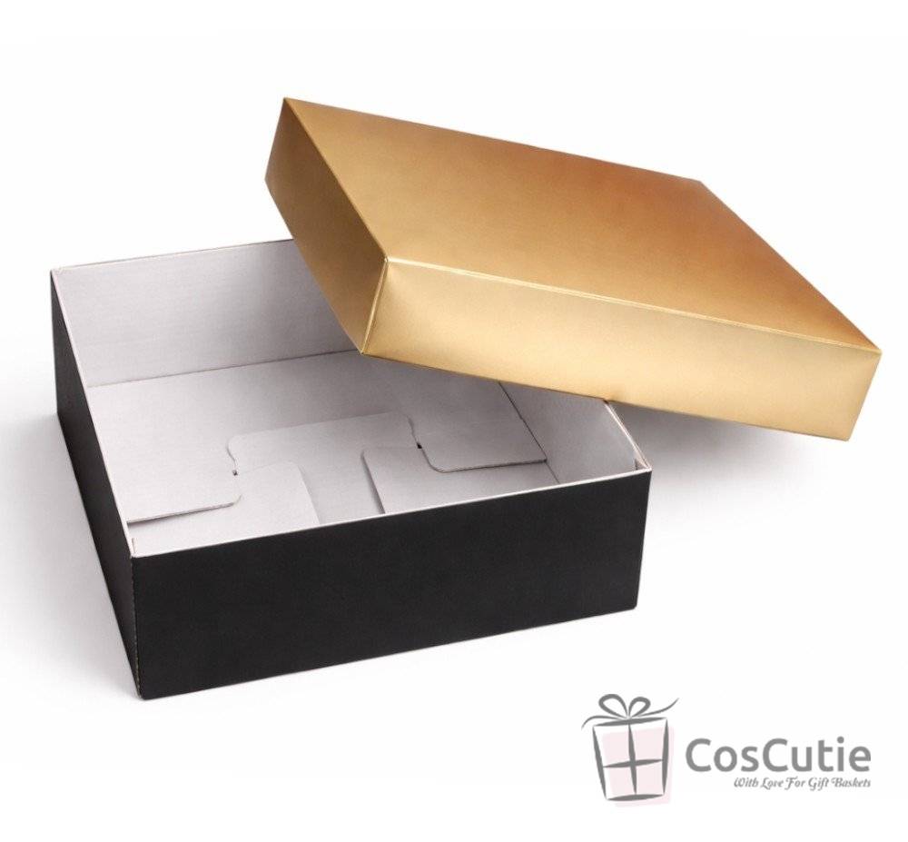 Cutii cadou din carton 21x21x8 cm Negru/Auriu