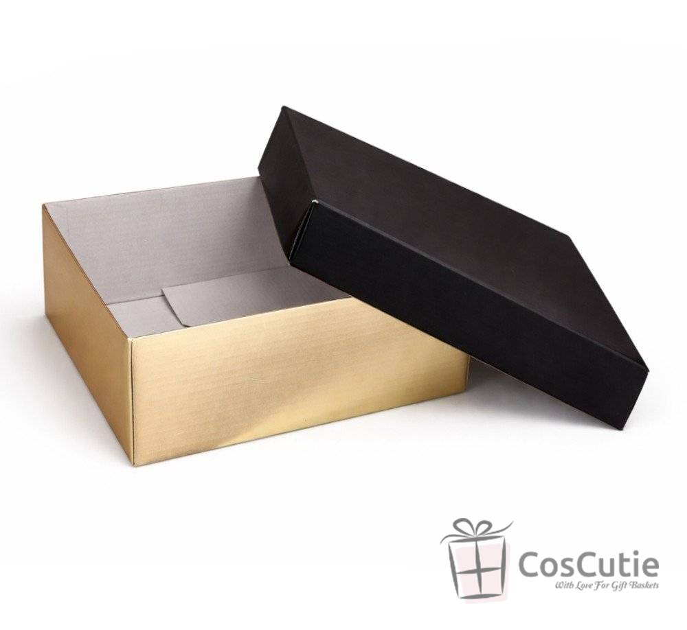 Cutii cadou din carton 21x21x8 cm Negru/Auriu