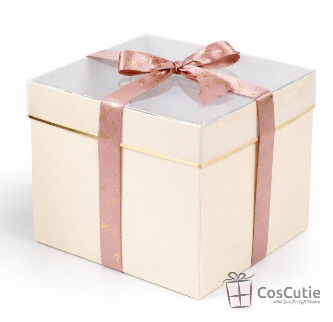 Cutii cadou patrate 29.5x29.5x28cm, Crem