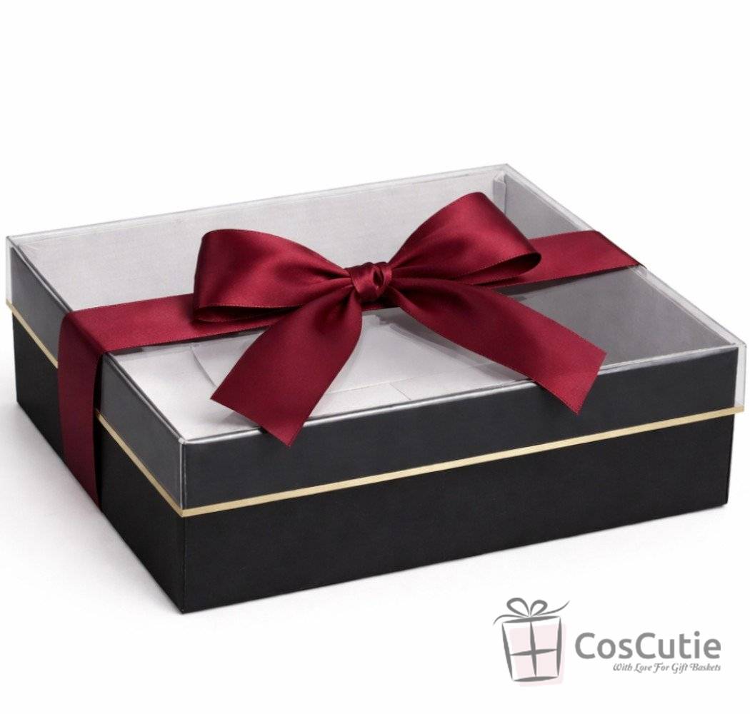 Cutii cadou patrate cu capac transparent 29x29x12cm, Negru