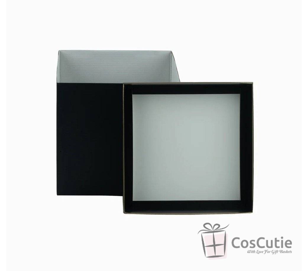 Cutii cadou patrate, Negru, 21x21x20cm
