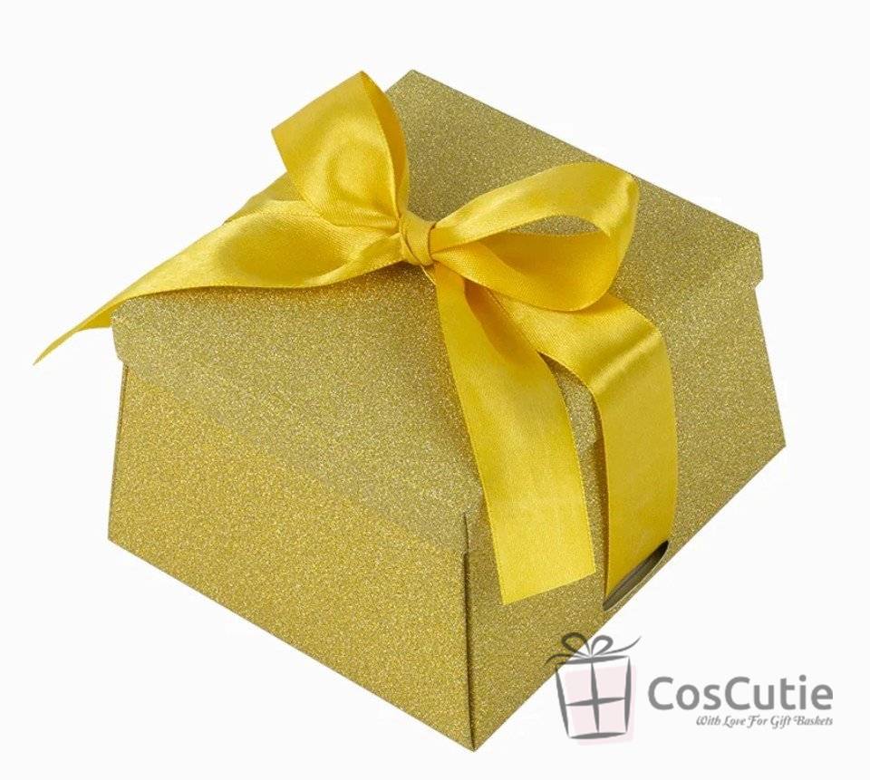 Cutii cadou sidefate, Auriu 13x12x7 cm