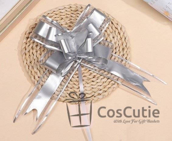 Funda cadou organza mare, Argintiu, 16cm