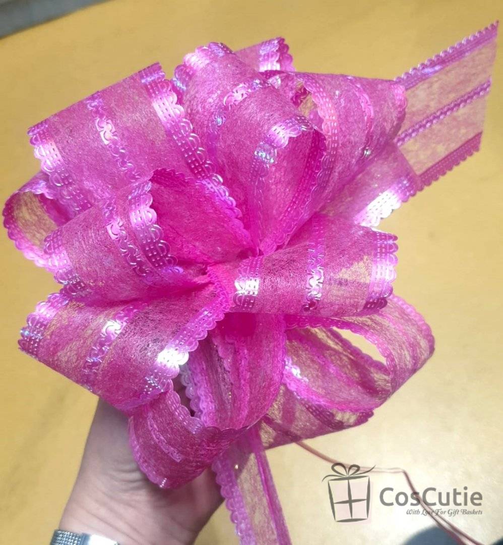 Funda mare Organza, pampon bucle mari, Cyclam, 20cm