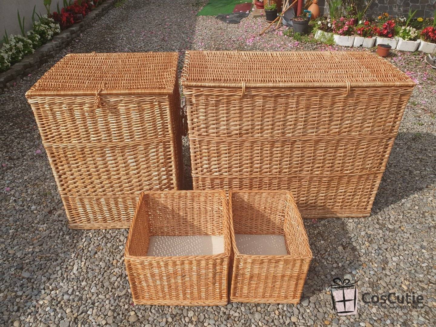 Lada depozitare din rachita cu manere, 50x40x25 cm
