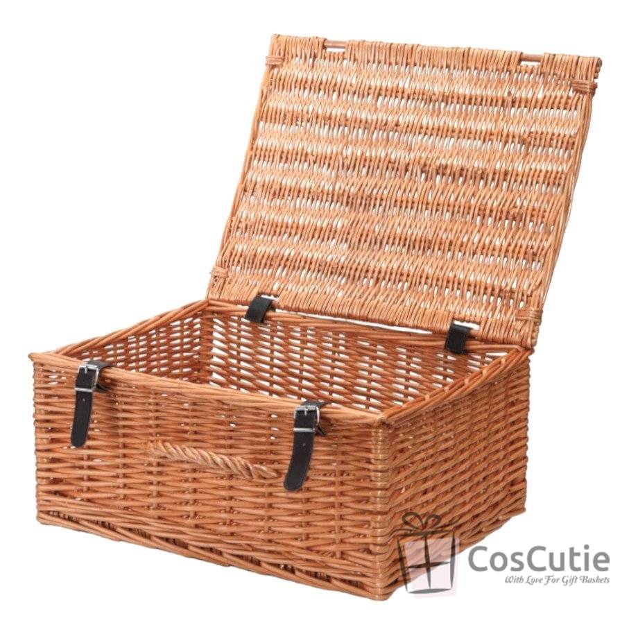 Ladita cu capac din rachita, Natur, 33x26x20cm