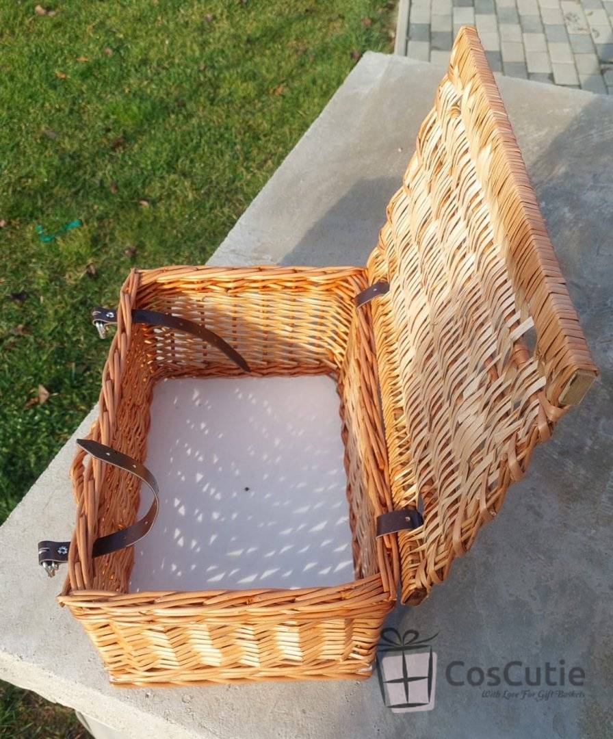 Ladita cu capac din rachita, Natur, 33x26x20cm