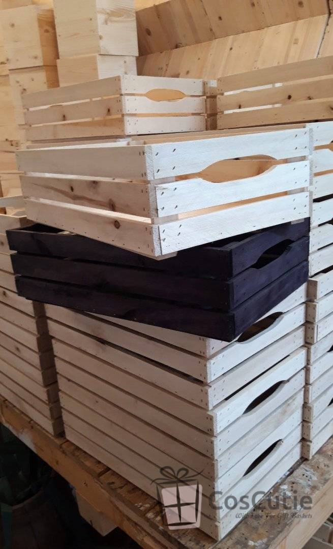 Ladita din Lemn Natural cu Manere Integrate, 40x30x15 cm