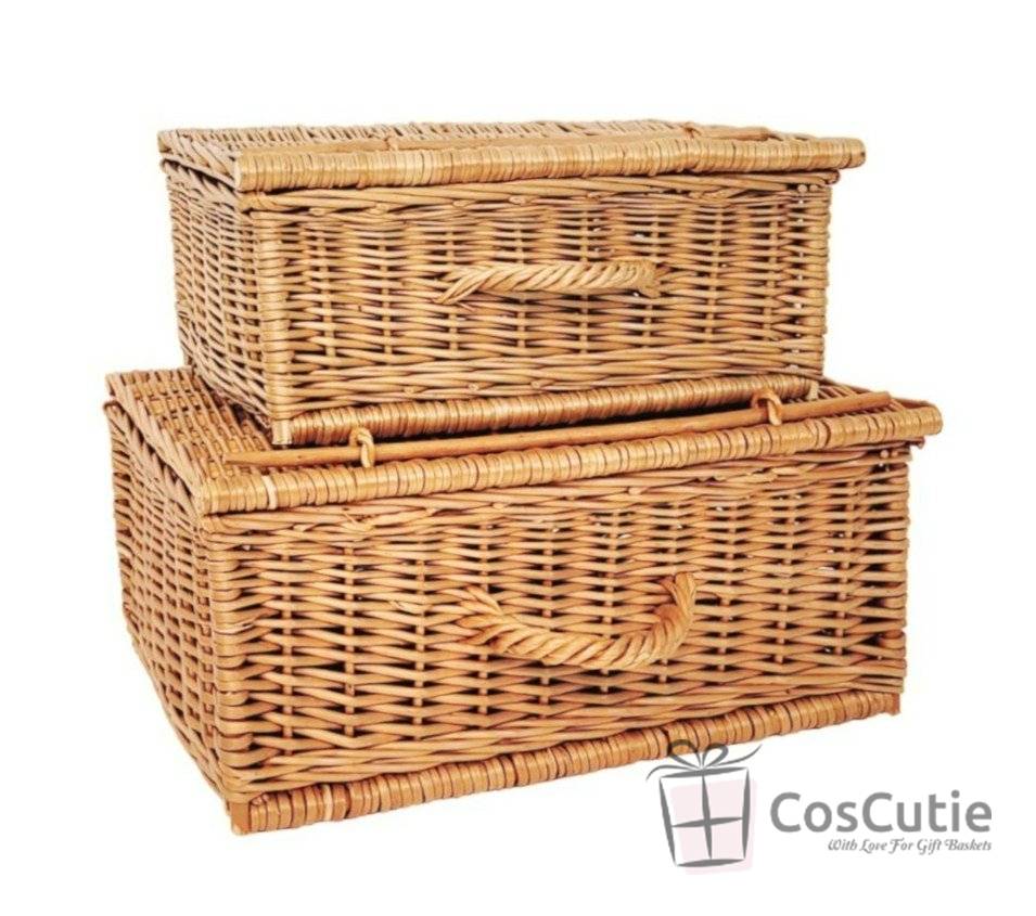  Ladita din rachita naturala cu capac, 40x30x15 cm