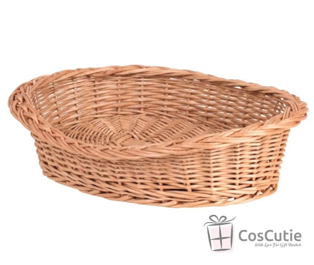 Pat oval din rachita pentru pisici si caini mici 60x45 cm 