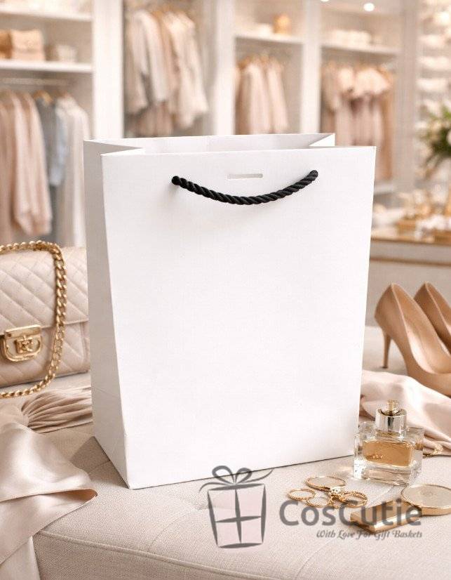 Pungi cadou Soft Touch Velvet Premium, Alb 18x23x10 cm