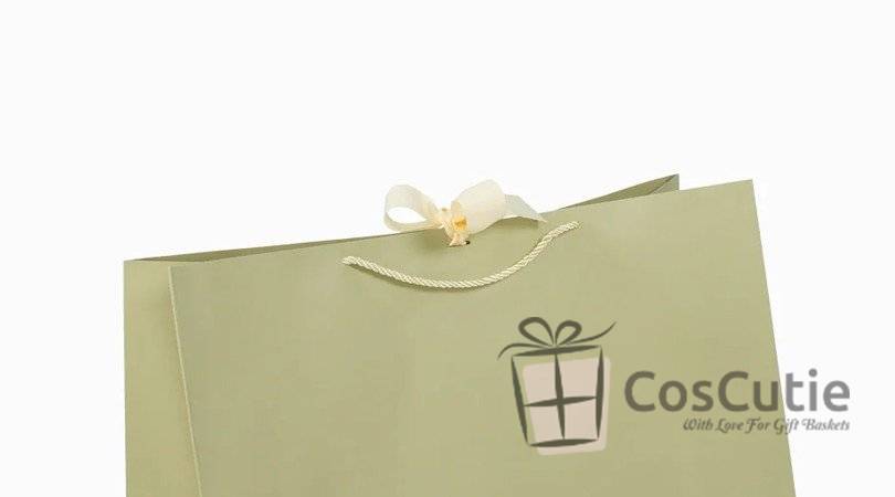 Punga cadou orizontala, Crem-Light green, XL 57x40x20cm