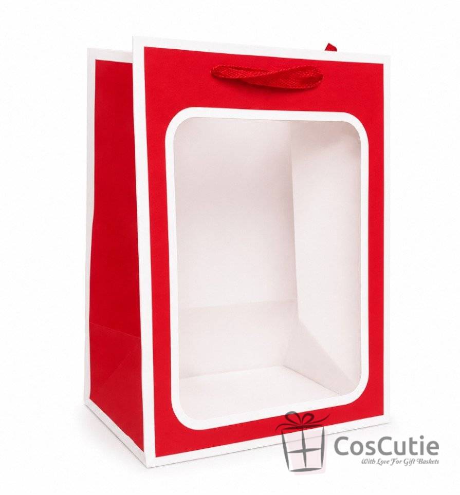 Punga cadou cu fereastra transparenta, 35x28x18 cm, diverse culori
