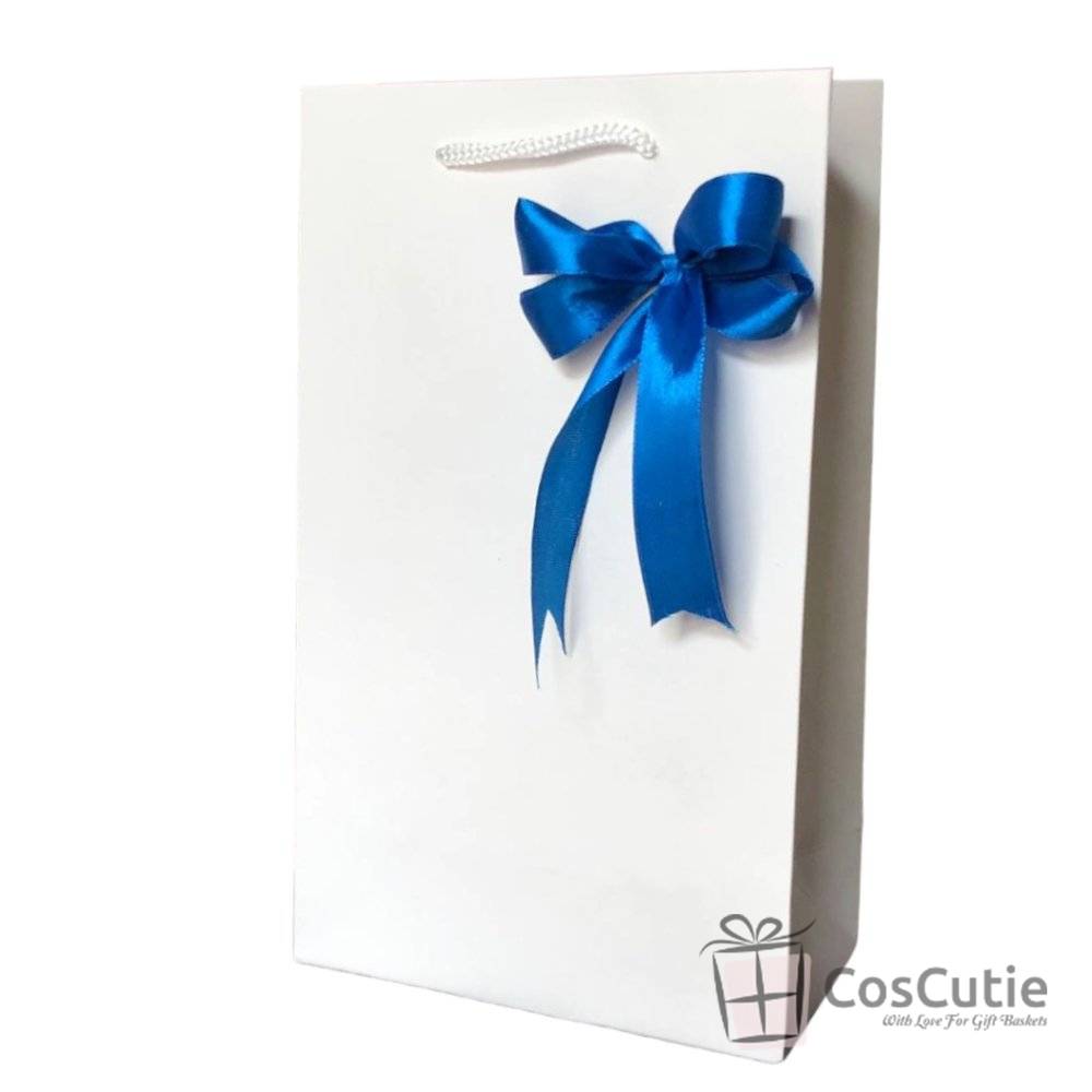 Punga cadou Premium Alba cu fundita satin - 16x9x27 cm