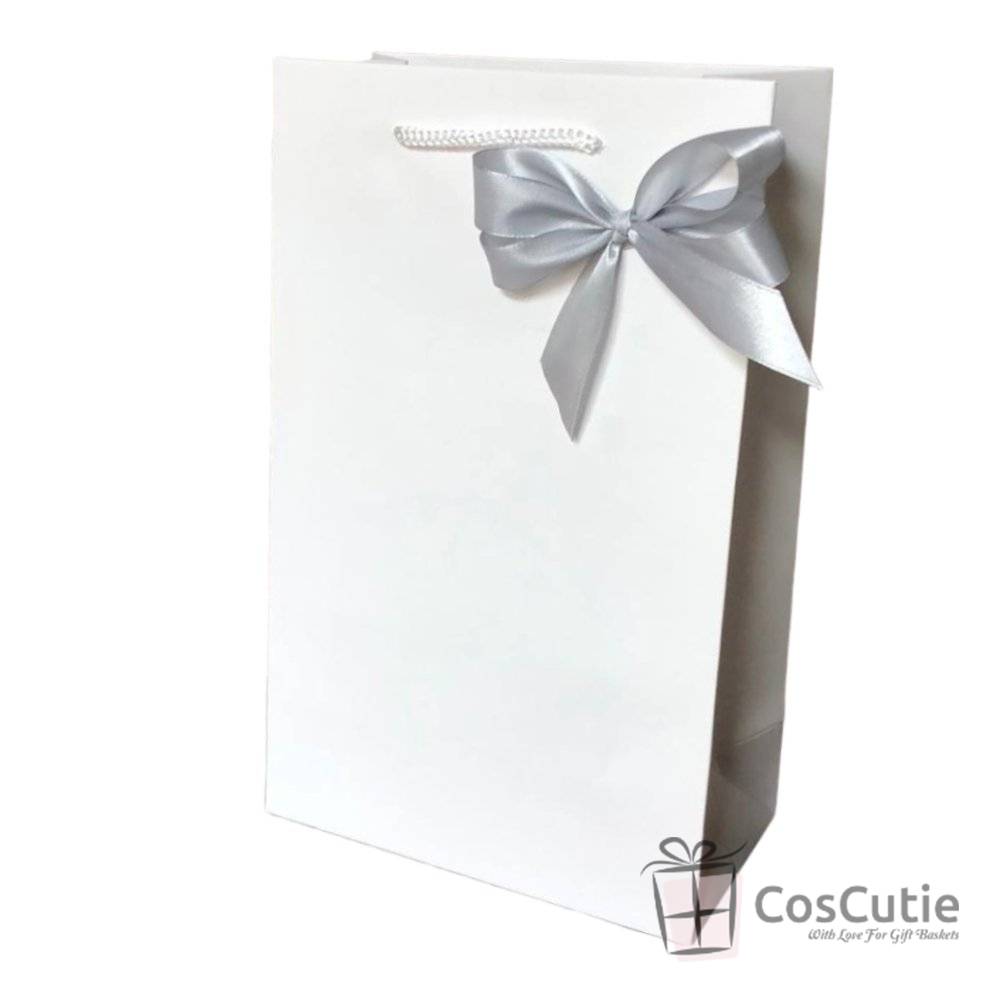 Punga cadou Premium Alba cu fundita satin - 16x9x27 cm