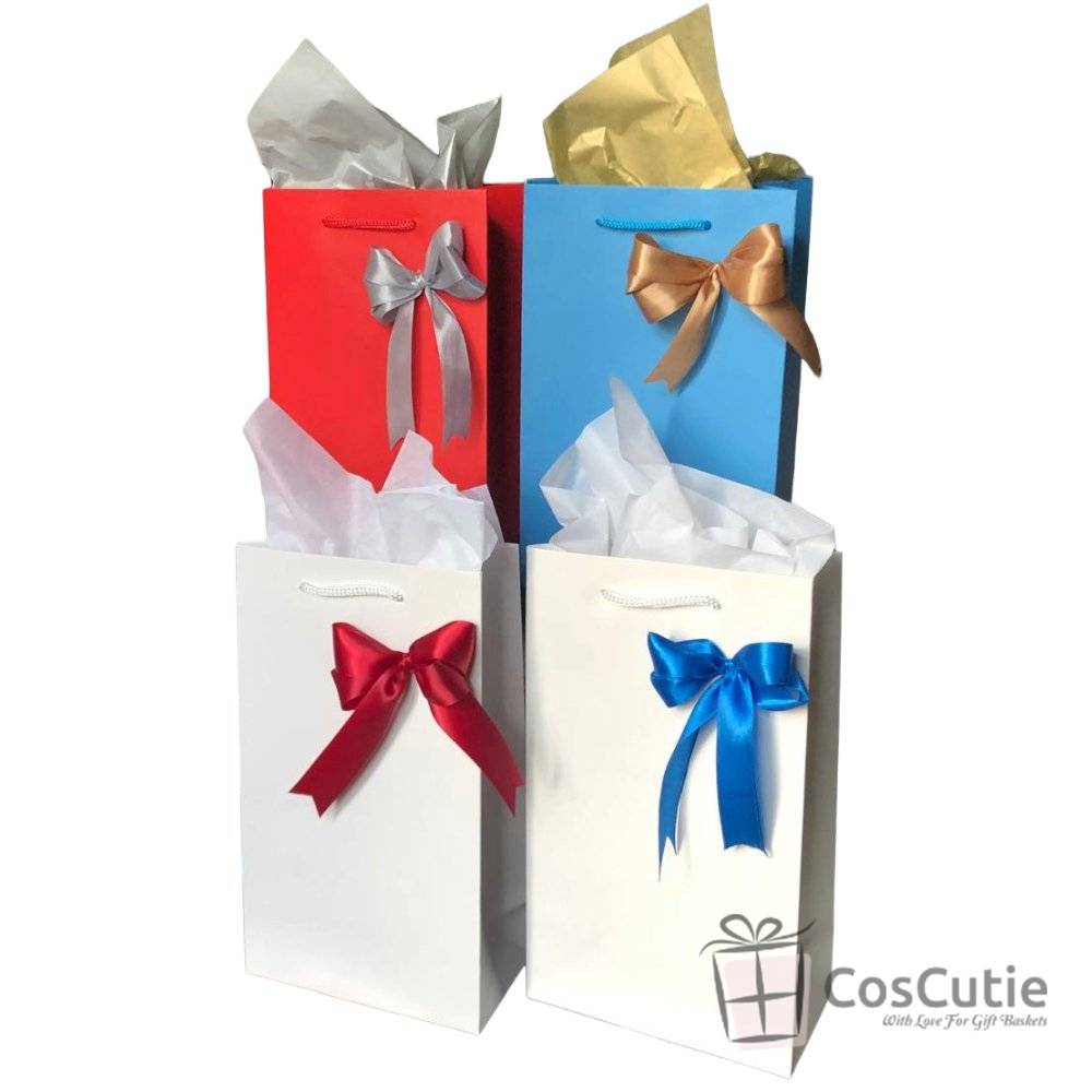 Punga cadou Premium Albastra cu fundita satin - 16x9x27 cm