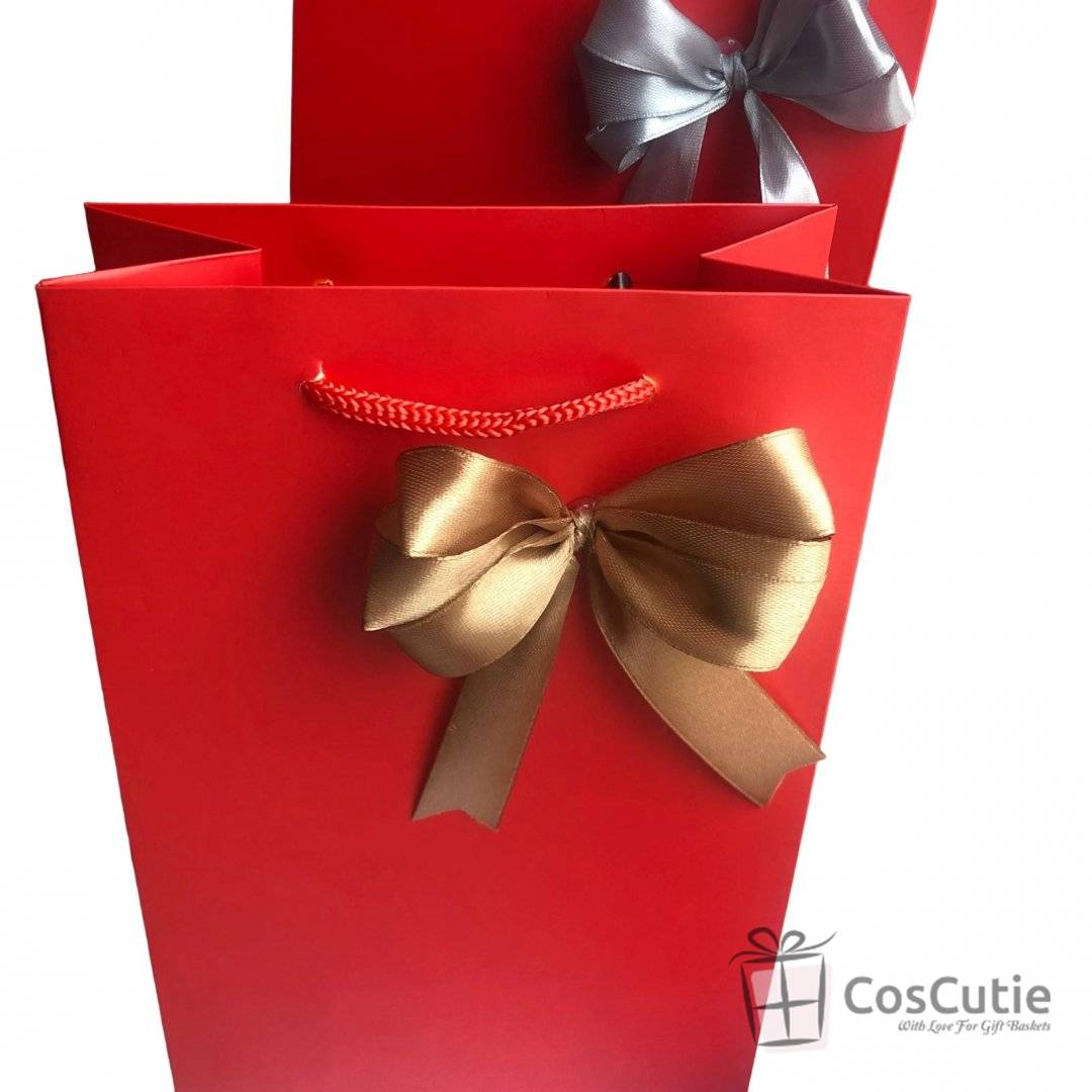 Punga cadou Premium Rosie cu fundita satin - 16x9x27 cm