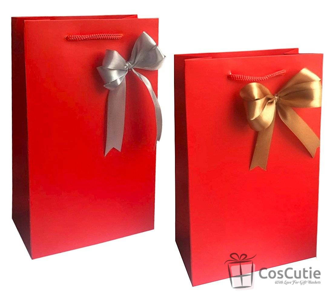Punga cadou Premium Rosie cu fundita satin - 16x9x27 cm