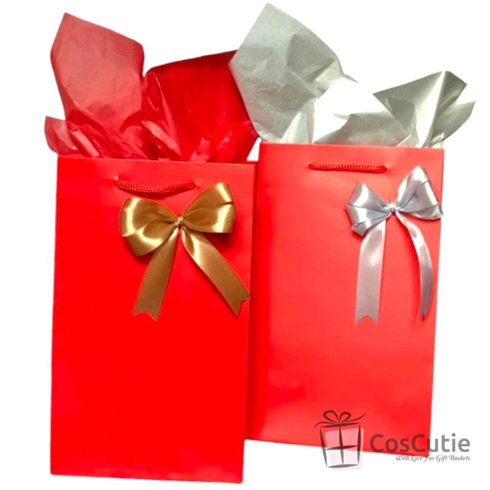 Punga cadou Premium Rosie cu fundita satin - 16x9x27 cm
