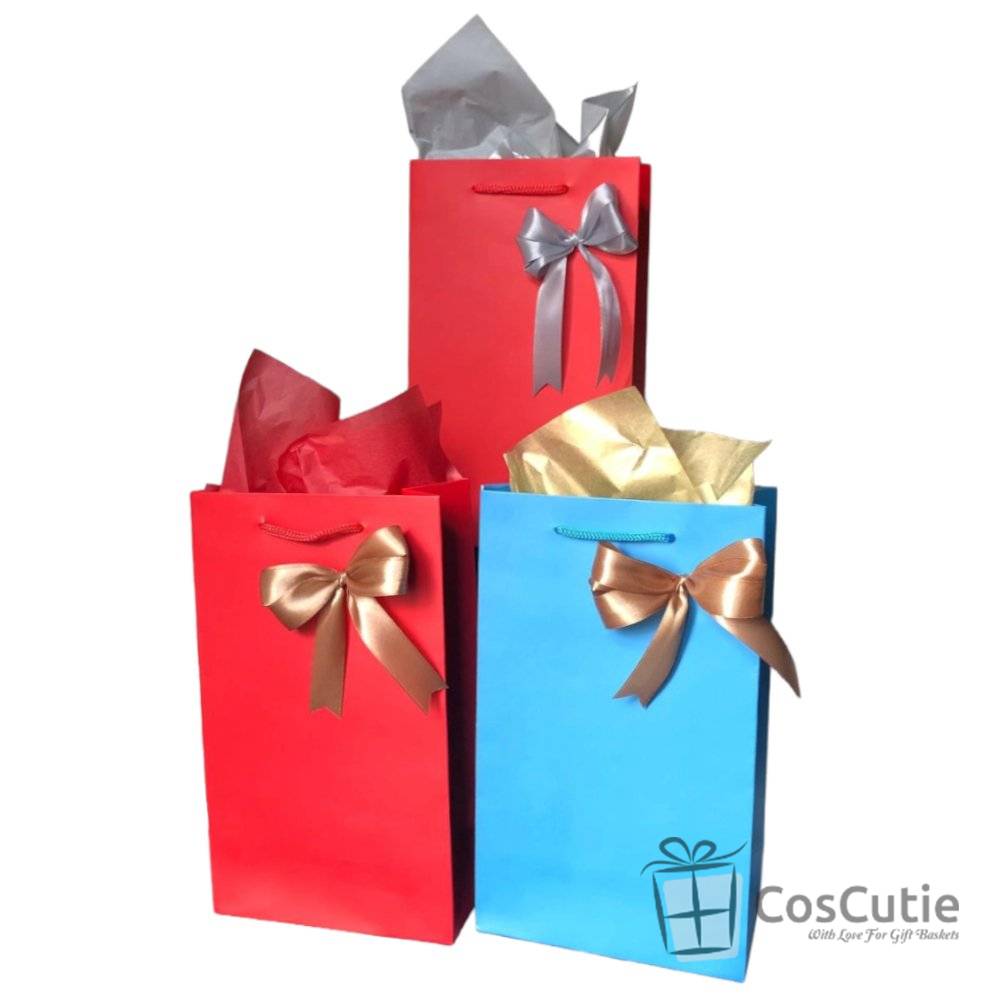 Punga cadou Premium Rosie cu fundita satin - 16x9x27 cm