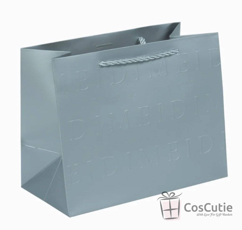 Punga cadou orizontala Monogram Luxury 32x26x15 cm - Alb, Silver, Golden