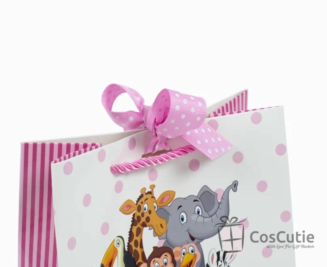 Punga cadou pentru copii, Zoo, Roz/Bleu, 26x32x12cm