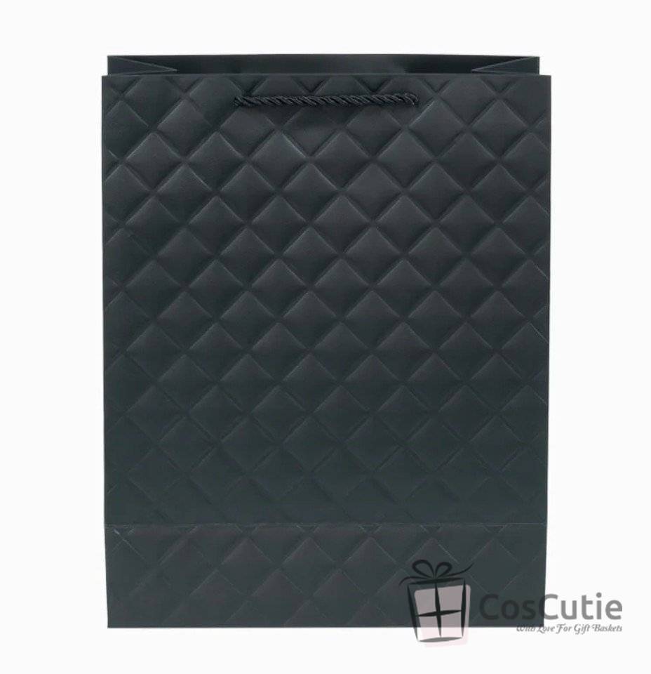 Punga cadou Premium carton embosat 325g, 26x32x12 cm, Negru