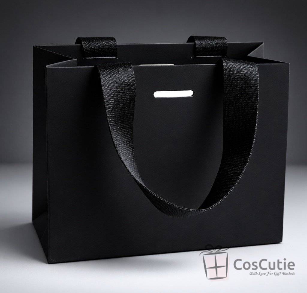 Punga cadou Lux Neagra 20x25x11 cm, carton plastifiat 250 g/mp Soft Touch