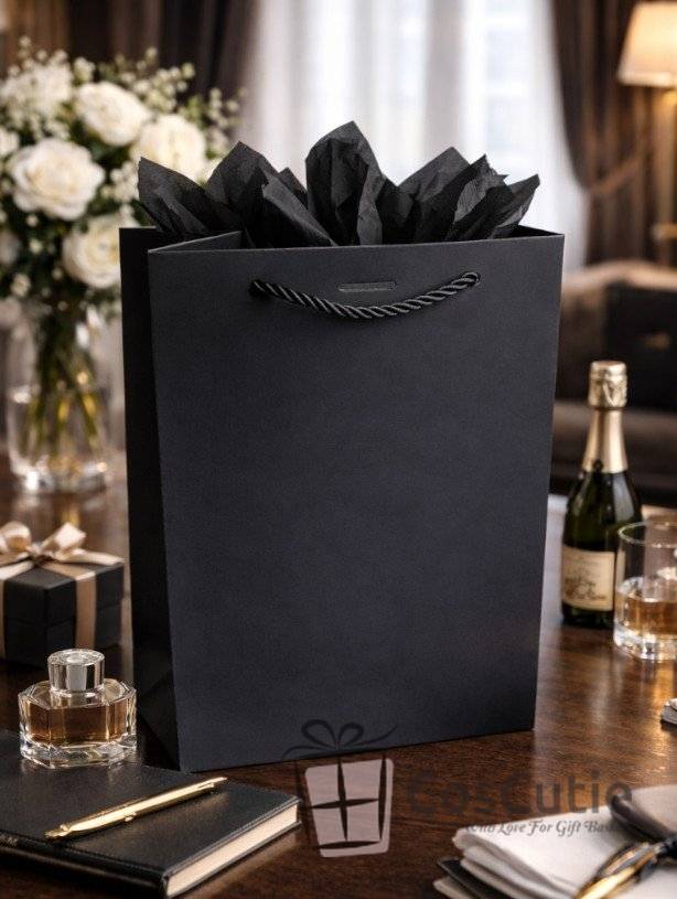 Pungi cadou Soft Touch Velvet Premium, Negru 18x23x10 cm
